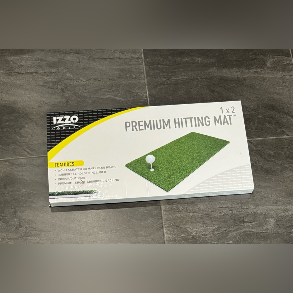 IZZO Golf 1' x 2' Premium Hitting Mat With Rubber Tee Holder